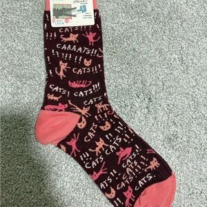 Blue Q Cat Print Socks